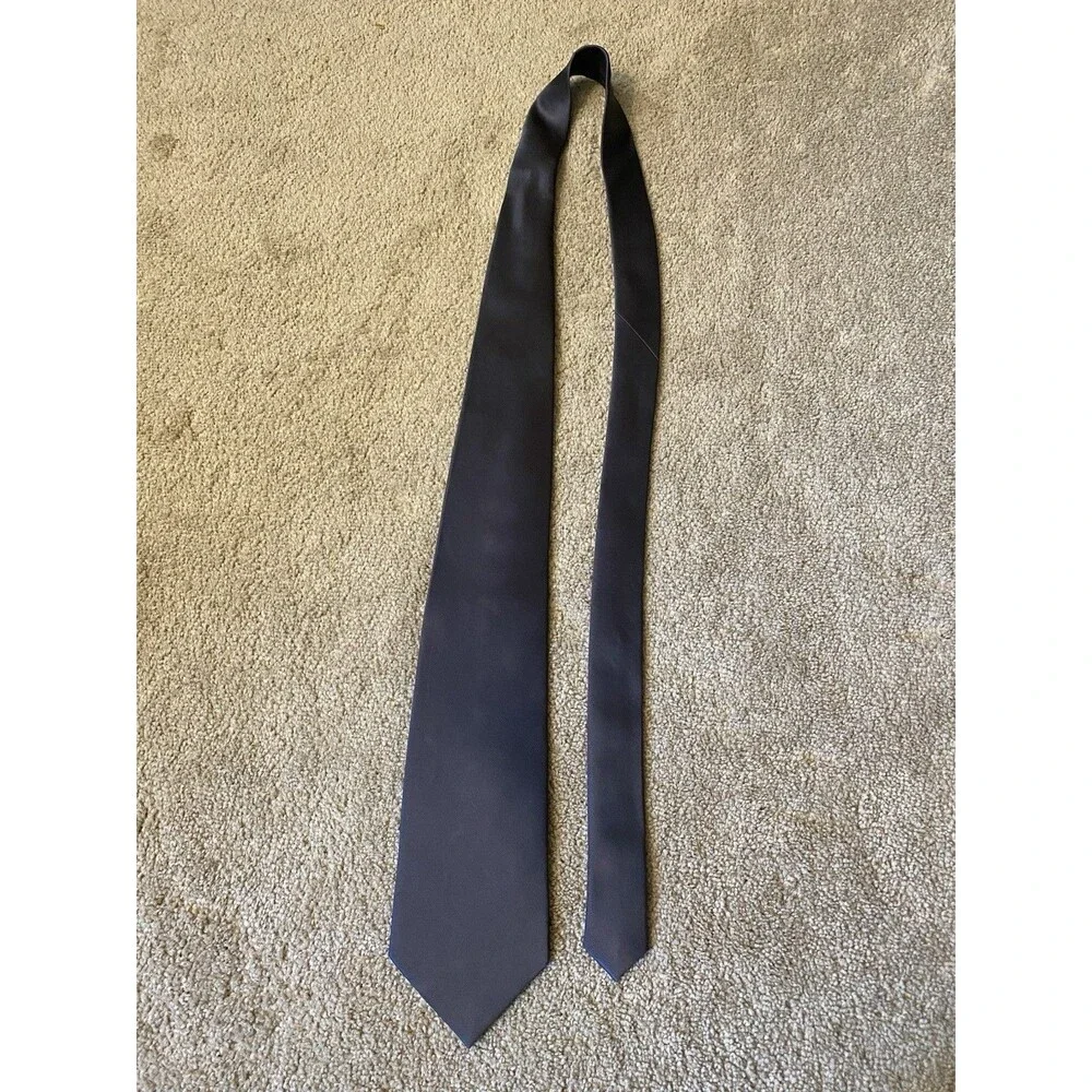 Umo Lorenzo Vintage 100% Silk Tie Black Handmade In Italy
